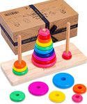 Jaques of London Tower of Hanoi | Delightful Wooden Toys | Great Stacking Toys | Trustworthy Rainbow Stacker | Certified Stacking Rings | Since 1796