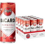 BACARDÍ & Cola, Ready-To-Drink Pre-Mixed Cocktail Can, Made with BACARDÍ Carta Blanca Rum and Mixed with Cola, 5% ABV, 25cl / 250ml