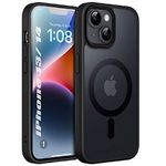 Enflamo Polycarbonate Matte Back Cover Case Compatible With Mag-Safe Designed For iPhone 14 & iPhone 13|Ultra Hybrid Camera Bump Protection (Black)