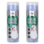 Basil Microfiber Absorbent and Cooling Towel (Size: 66x43cms & Color: Blue) Eco Friendly & Faster Drying Bathing Towels for Pets, Dogs, Cats and Multi-use (Pack of 2)