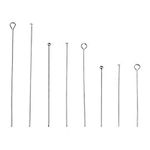 PH PandaHall 560pcs 8 Styles 304 Stainless Steel Eye Pins 30mm 40mm 50mm Head Pins Ball 22 Gauge Head Pins Findings Open Eye Pin for Earring Bracelet Pendant Jewelry Making, Stainless Steel Color