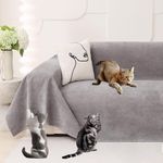 Loiion Anti Scratch Furniture Protector, Scratch Proof Sofa Cover, Waterproof Non Slip Sofa Cover, Pet-Friendly Couch Protectors for 3 Cushion Couch, Anti-Scratch Couch Cover for Pets, Grey 340x180cm