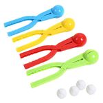 Snowball Maker Clips, 4 Pcs Snowball Maker Toys Plastic Sand Moulds Snow Long Handle Clip Kids Outdoor Toys Snow Ball Toy Beach Tools for Boys Girls (Random Color)