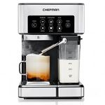 Chefman 6-in-1 Espresso Machine,Powerful 15-Bar Pump,Brew Single or Double Shot, Built-In Milk Froth for Cappuccino & Latte Coffee, XL 1.8 Liter Water Reservoir, Dishwasher-Safe Parts, Stainless Steel