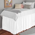 Thread Bond Dorm Bed Skirt-Dorm Bed Skirt,Extended Dorm Bed Skirt-Long Bed Skirt Dorm-Extra Long Dorm Room Bed Skirt-College Dorm Bed Skirt,100% Microfiber-White Solid -Twin-XL /32" Drop