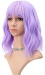 FAELBATY Wavy Wig Short Purple Wigs