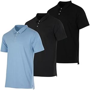 3 Pack: Men's Big & Tall King Size Jersey Cotton Quick Dry Fit Polo Shirt Mens Tshirts Button Tee Short Sleeve Golf Active Wear Athletic Performance Tech Sports Casual T Shirts- Set 7, 4X