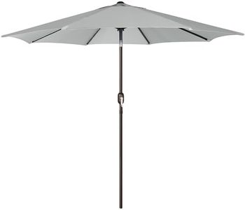 Blissun 9' Outdoor Patio Umbrella, Outdoor Table Umbrella, Yard Umbrella, Market Umbrella with 8 Sturdy Ribs, Push Button Tilt and Crank (Grey)