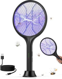 VIWAVE Elektrische Fliegenklatsche Extra Stark 4000V, 2-in-1 Elektrische Mückenklatsche mit UV-Licht & Standfuß, 1800mAh Akku Wiederaufladbar USB-C, 3-lagiges Sicherheitsnetz, Schwarz
