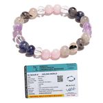 Original Stress Relief Bracelet - Certified Multi Crystal Bracelet for Stress, Peace, Calmness, Focused Mindset, Nurturing Energy, Chakra Healing and Happiness - 8 MM Beads (6.5 Inch)