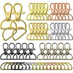 120pcs Key Chain Clip Hooks and D Rings, Evatage 60pcs Lanyard Snap Hooks and 60pcs Metal D Rings, Swivel Snap Hooks for Crafts, Purse and Lanyard