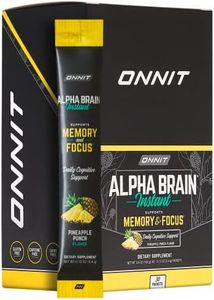 ONNIT Alpha Brain Instant - Pineapple Punch Flavor - Nootropic Brain Booster Memory Supplement - Brain Support for Focus, Energy & Clarity - Alpha GPC Choline, Cats Claw, L-Theanine, Bacopa - 30ct