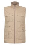 Mountain Warehouse Trek II Mens Gilet - Lightweight Body Warmer, Fast Drying Vest, Shrink & Fade Resistant, Many Pockets Gilet Jacket - for Spring, summer, Travelling Beige L