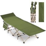 Yaheetech Oversized Portable Camping Cot, Outdoor Folding Bed with Sides Pockets for Travel/Fishing, Light Aluminium Steel Legs, 150kg Load