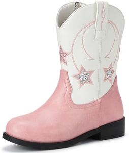 Choiran Cowboy Boots for Girls and Boys - Western Cowgirl Boots for Toddler Little Big Kids Riding Shoes with Side Zipper Round Toe