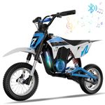 EVERCROSS EV12M PRO Kids Ride On Motorcycle, Electric Motorcycle with 300W Motor, 11.18Miles Long-Range, 12'' Pneumatic Tire, Bluetooth Music, Colorful Lights, Motor Cross for Ages 3-12 Children