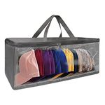 Hat Organizer for Closet, 8.6" Width Widened Design, Large Hat Box, Baseball Cap Storage Bag with Carrying Handles & Lid, Solid Structure with Plastic Boards (Dark Gray)