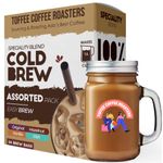 Toffee Coffee Roasters | Assorted Cold Brew Bags | Free Mason Jar | Easy Brew Coffee | Cold Brew Coffee | Pack of 4 Bags | Makes 16 Cups of Coffee Diwali Coffee Gift Hamper For Family & Friends