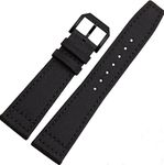 Richie strap]20mm 21mm 22mm Canvas Leather Watch Band Strap Fits for IWC Pilot's Watches (20mm, Black(Black Buckle))