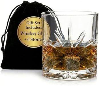 Godinger Whiskey Glass and Whiskey Stones, Gift Set Includes Old Fashioned Whiskey Glasses, 6 Whiskey Rocks Chilling Stones and Storage Pouch, Gifts for Men