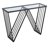 Convenience Concepts Venus Console Table, Glass Top / Antique Black Frame