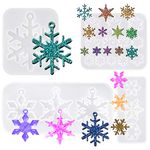 4 Set Resin Moulds Silicone, FineGood Snowflake Resin Mould Epoxy Resin Casting Mold Christmas Resin Moulds for Jewellery Making