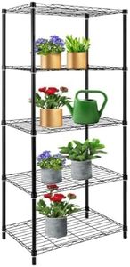 Plant Stand Indoor Outdoor 5 Tier Adjustable Corner Tiered Plant Shelf Organizer Metal Flower Pot for Display Multiple Plants Storage Garden Balcony Living Room, Black