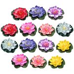 PATKAW Artificial Plants Floating Pool Flowers Artificial Flower with Water Lily Pad 14pcs Pond Pool Ornaments for Home Patio Garden Pond Aquarium Wedding Party Holiday Decoration Flower Decor