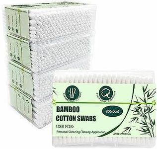 1000pcs Bamboo Cotton Swabs Double Round Cotton Buds with Wooden(5 Pack of 200)