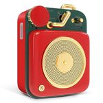 Muzen Mini Bluetooth Speaker, Button Portable Vintage Small Cute Wireless Metal Speaker, Rechargeable High Definition Loud Volume Audio Speaker with Lanyard, Classic Retro for Birthday Outdoor