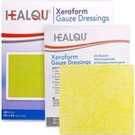 HEALQU Medical Xeroform Petrolatum Dressing 4x4-25-Count - Non-Adherent Gauze Pad for Low Exudating Wounds - Fine Mesh Gauze Patch Sterile for Wound Care Lacerations, Burns & Skin Grafts