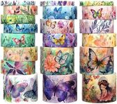 20 Rolls Washi Tape Set - Floral Butterfly Decorative Masking Tape, Adhesive Tape for Bullet Journal Supplies, Junk Journal, DIY Craft, Scrapbooking Supplies, Art Craft, Gift Wrapping