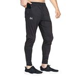 BROKIG Mens Lightweight Gym Jogger Pants,Men's Workout Sweatpants with Zip Pocket(Black, Medium)