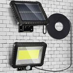 Solar Sensor Security Light, 100 LED Ultra Bright Waterproof Outdoor Wall Lamp with 5m/16.4 ft Cord for Garden, Fence, Door, Yard or Entrance Use (1 Pack)