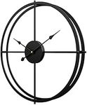 N&Life 24 Inch Silent 3D Wall Clock Non Ticking Battery Operated Oversize Outdoor Indoor Metal Vintag Large Decorative for Office Living Room Kitchen Bedroom. (Black)