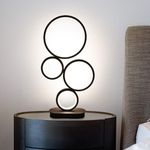 SMOKEY COCKTAIL Modern Round Led Table Lamp for Living Room Bedside Table 12W 3 Light Color Modes 10 Levels of Dimming Brightness Acrylic Craft Black for Bedroom Office Nightstand Lamp