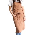 Vikuces Kitchen Apron for Men Women,Soft Cotton Linen Apron - Retro Linen Art Apron, Adjustable Casual Apron, Great for Florist and Kitchen Cooking, Gardening, Grilling, Painting(coffee)