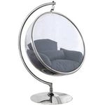 Bubble Silver Standing Chair in Grey Cushion Included, Oversize Chair, Living Room Chair, Lounge Chair