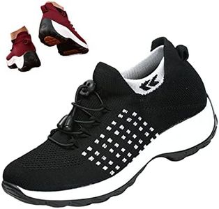 Women's Orthopedic Stretch Cushion Shoes Comfy Cloud Pro Breathe Mesh Sock Fashion Sneakers Wedge Running Footwear (8,Black)