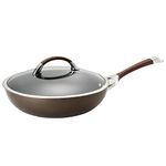 Circulon 82770 Symmetry Hard Anodized Nonstick Wok/Stir Fry Pan with Lid, Aluminum Glass, Chocolate