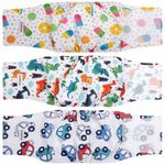 MICOOYO Reusable Dog Nappies Male 3Pack, Washable Belly Bands for Dogs, Super Absorbent Dog Diapers Wrap for Newborn Doggie (Animals Fruit Cars, XS)