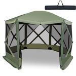 TANGZON 2.3 x 2.3m/3.5 x 3m Pop Up Canopy Tent, Camping Sunshade Shelter Gazebo with 4/6-Sided Walls, Carrying Bag, UV 50+ Heavy-duty Marquee Tent Canopy for Garden Patio (Green, 346 x 305 x 225 cm)