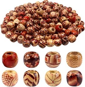 TOAOB 200pcs Perles en Bois Multicolores Imprimées Peintes en Bois Afrique Macrame Spacer Perles 11 mm x 12 mm pour Décoration de Bricolage Bijoux et Cheveux Tressés