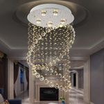 Lighting Groups Modern Simple Crystal Chandelier Circular Creative Living Room Lamp Dining Room Lamp Aisle Lamp Crystal Lighting (D 50CM-Warm Light)