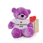 CLICK4DEAL 4 Feet Big Teddy Bear with Personalized Tee & Heart Stamp(121 cm) (Purple)