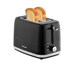 Innoteck Kitchen Pro 2 Slice Toaster - Black Ridged Textured Body and Stainless-Steel Mechanism - 7 browning controls Including Defrost, Reheat & Cancel Functions - Making the Toast Quickly & Evenly