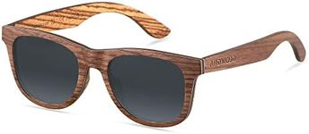 ANDWOOD Wood Sunglasses Polarized for Men Women UV Protection Wooden Sun Glasses Bamboo Shades Walnut Black Handmade