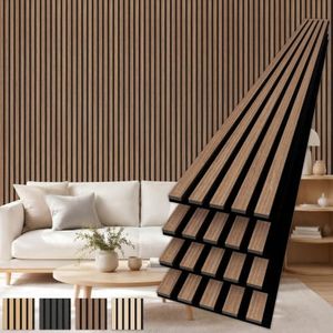 TONOR Wood Panels for Wall, 4 Pack 94.5'' x 7.9''-20.64 sq.ft Acoustic Wall Panels for Soundproof Sound Absorbing, Slat Wall Paneling for Interior Wall Decor, Home, Office and Room Decor, Walnut