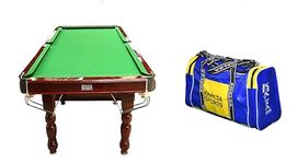 Khalsa Gymnastic Works Billiard Pool Table for Adults/Professional for cue Sports/Fun/Skill/Indoors/Ball/Table Cover/Chalk/Tips/Cue Stand/Triangle/Brush/Duffel Bag 8 x 4 FT for set-01