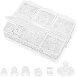600Pcs Silicone Locking Ear Backs for Studs, Clear Earring Backs Replacements with Box, Soft Flat Earring Stopper Plastic Rubber Earring Backs for Heavy Earring Droopy Ears Hook Earrings (6 Styles)